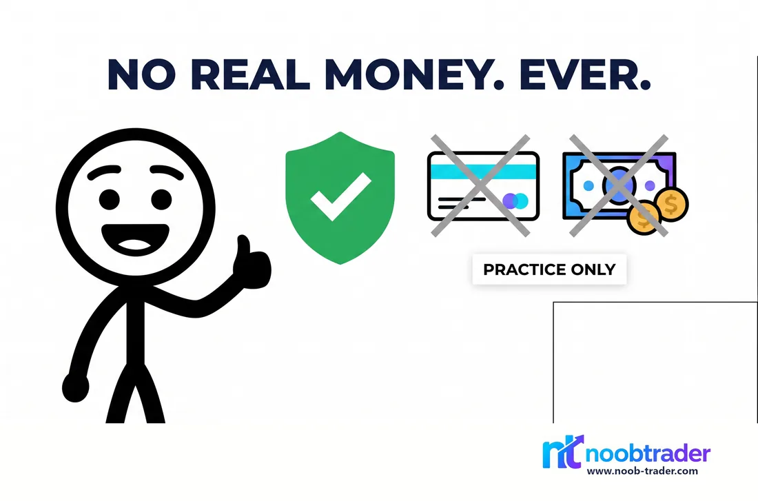 A shield over a wallet: no real money anywhere