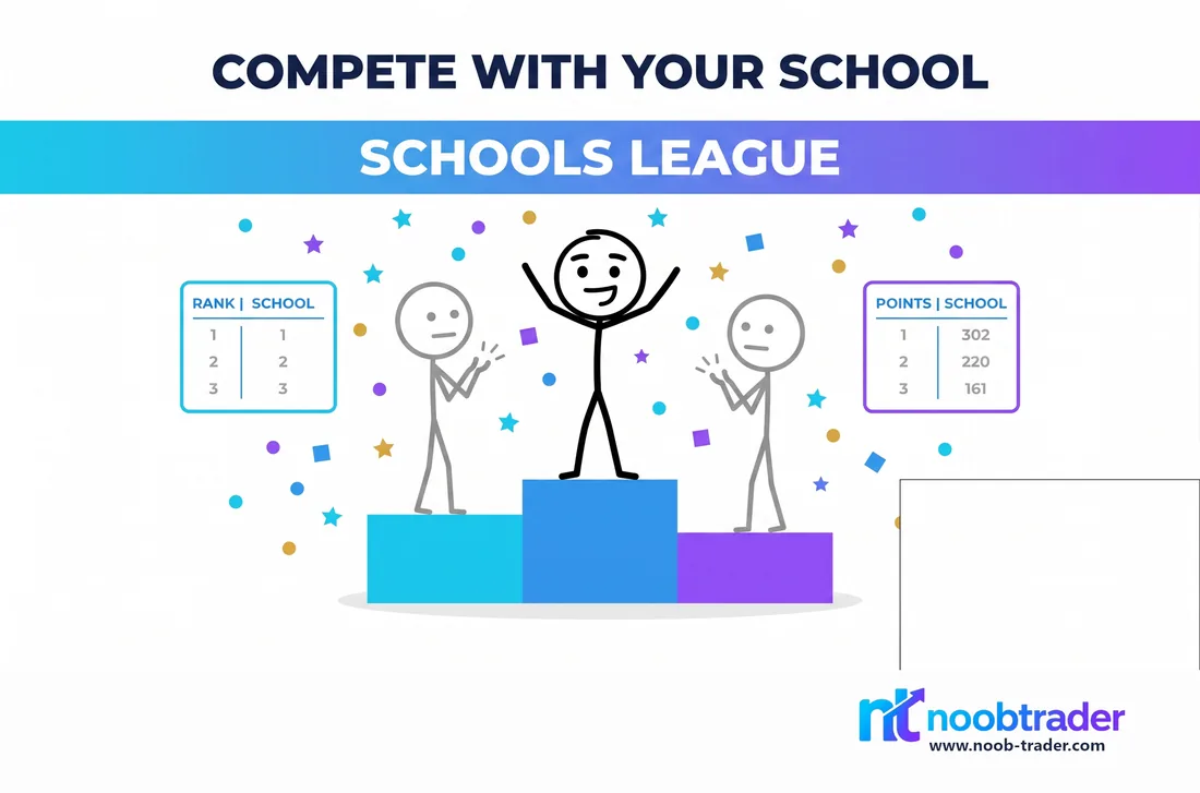 Two stick figures competing for their school