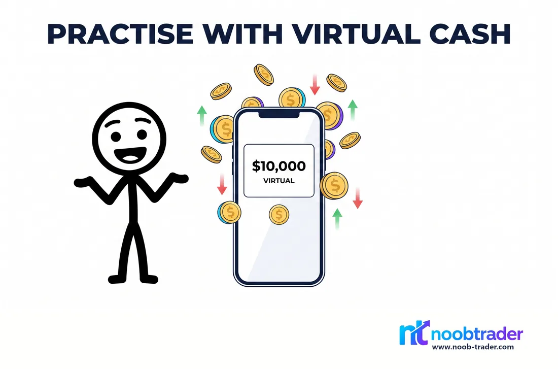 A stick figure trading with a wallet of virtual cash